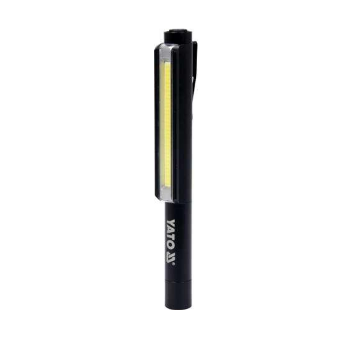 Фото Ліхтар ручний LED YATO, ручка, живлення від батарейок 3х ААА, 200 Lm, магніт + кліпса 08511  - Магазин MASMART