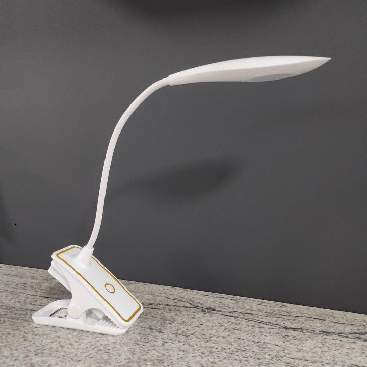 Фото Настольная LED-лампа портативная (от на батареек или USB) SH-5893 гибкая ножка, на прищепке - Магазин MASMART