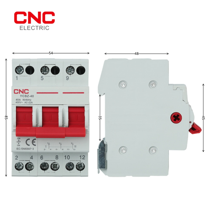 Фото Переключатель нагрузки 1-0-2 3P 40A CNC Electric YCBZ-40  - Магазин MASMART