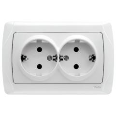 Фото Розетка 2 гнезда с/з VIKO Carmen белая  - Магазин MASMART