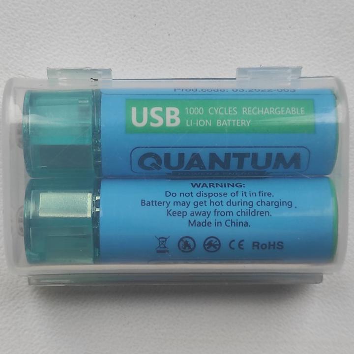 Фото Аккумулятор AA (2 штуки) литий-ионный Quantum USB Li-ion AA 1.5V 1100mAh пластиковый кейс  - Магазин MASMART
