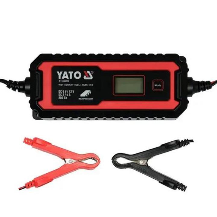Фото Зарядное устройство YATO-83000 к аккумуляторам 6V-2А 12V-4А, макс 240 A Год сетевой 230В с LCD-дисплеем - Магазин MASMART