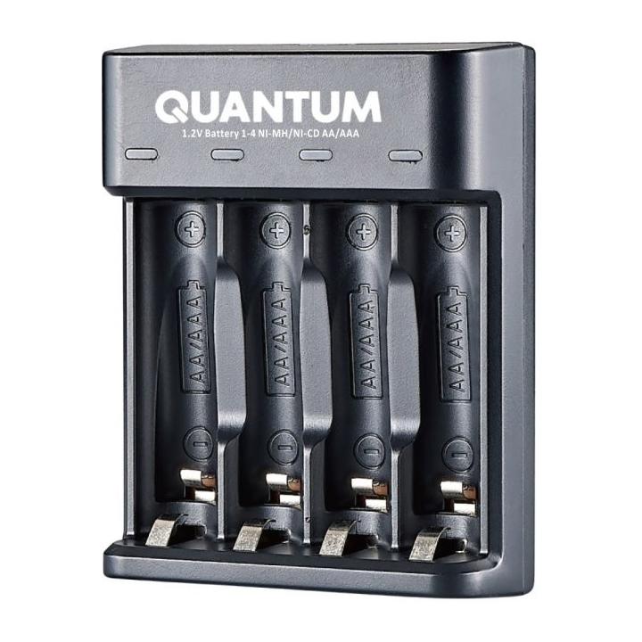 Фото Зарядний пристрій для акумуляторів AA/AAA Ni-MH/Ni-CD Quantum QM-BC1040 1.2V 4-слотовий (USB) - Магазин MASMART
