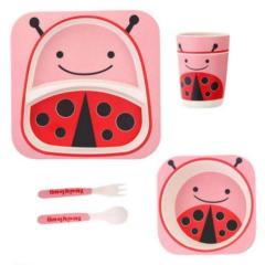 Фото Посуд дитячий Божья коровка бамбук 5 предметів (2...  - Магазин MASMART