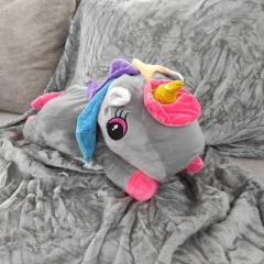 Фото Игрушка-плед Единорог (цвет: розовый/серый)  - Магазин MASMART