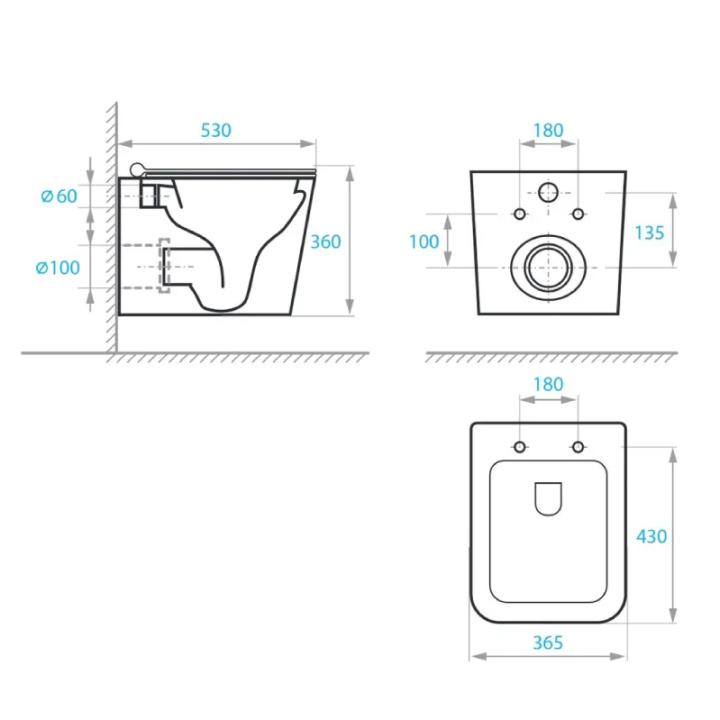 Фото Компакт подвесной Koller Pool Kvadro с сиденьем Soft-close KR-0530-RW  - Магазин MASMART