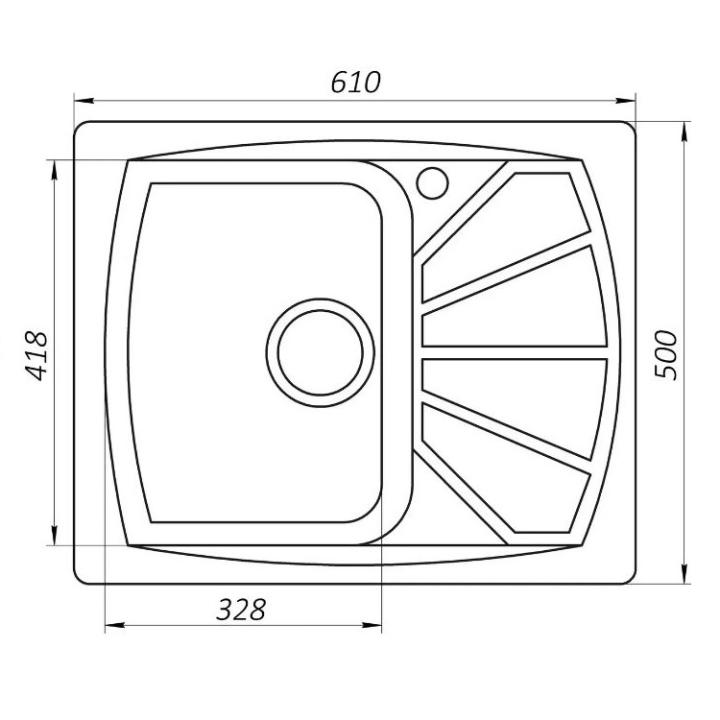 Фото Гранитная мойка Globus Lux Tana 610х500 мм (серый камень)  - Магазин MASMART