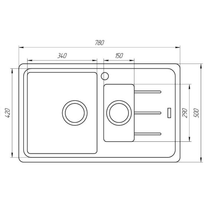 Фото Мийка гранітна Globus Lux Izeo 780х500 мм (мокко)  - Магазин MASMART