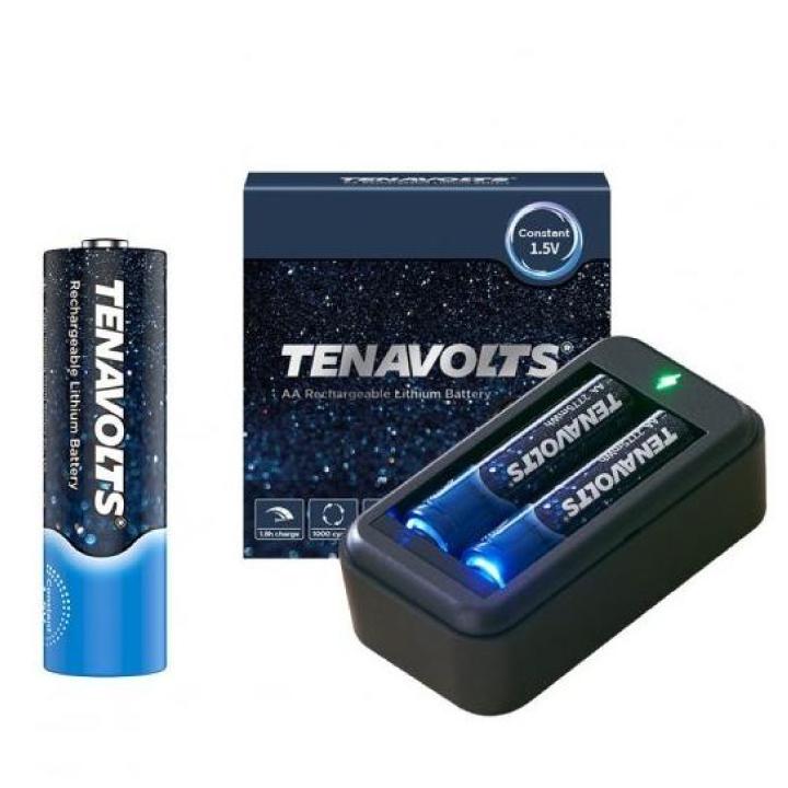 Фото Зарядний пристрій Tenavolts + акумулятори літієві (2 шт.) AA 1.5V 1850mAh - Магазин MASMART