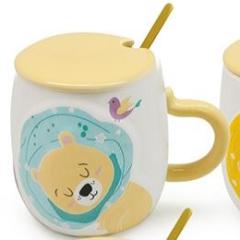 Фото Чашка з кришкою та ложкою Stenson LION 400 мл R88537  - Магазин MASMART