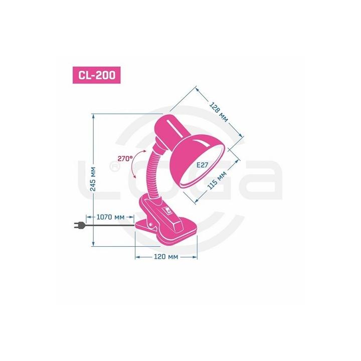 Фото Світильник настільний LOGA Е27 на прищіпці малина - Магазин MASMART