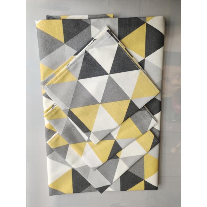 Фото Скатертина тефлонове покриття 120х180 бавовна Ромби сірий/жовтий/білий  - Магазин MASMART