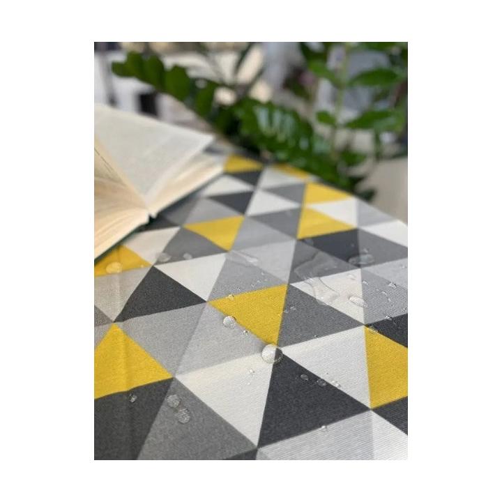Фото Скатертина тефлонове покриття 120х180 бавовна Ромби сірий/жовтий/білий - Магазин MASMART
