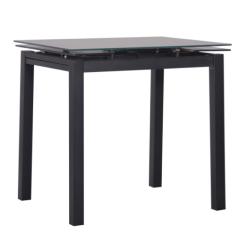Фото Стол обеденный раскладной Карлос (черный/стекло антрацит)  - Магазин MASMART
