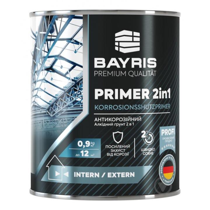 Фото Грунт антикорозійний PRIMER 2в1 BAYRIS 0,9 кг сірий - Магазин MASMART