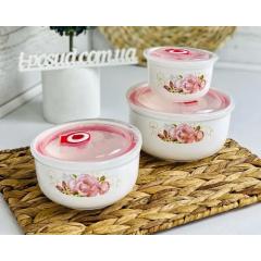 Фото Салатники Stenson с крышкой 3 шт. набор 300/450/1000 мл.  - Магазин MASMART