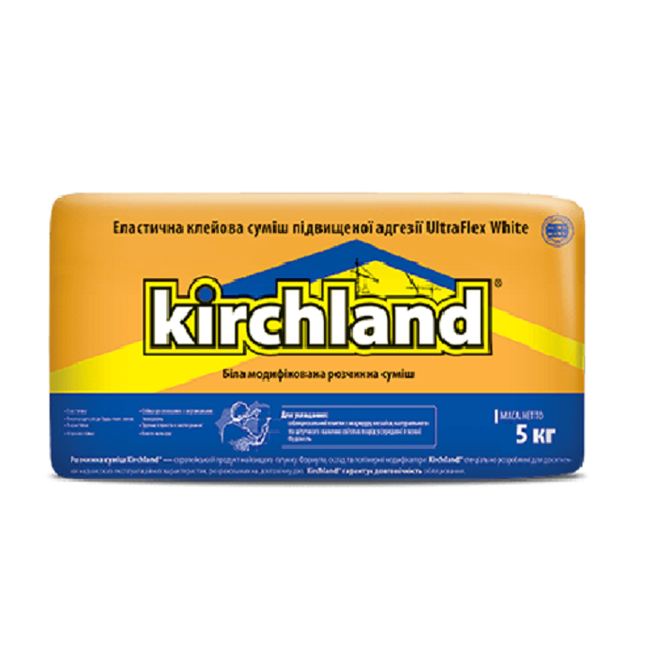 Фото Клей для плитки термостойкий Kirchland UltraFlex белый 5кг - Магазин MASMART