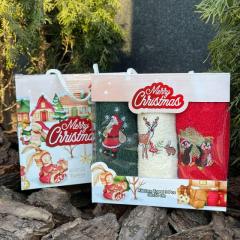 Фото Набор кухонных полотенец Новогодний 3 шт 30x50  - Магазин MASMART