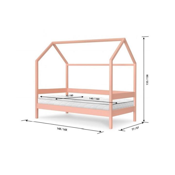 Фото Дитяче ліжко-будиночок Сканди 160х80 см рожеве/м'ятне Stemma  - Магазин MASMART