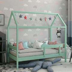 Фото Дитяче ліжко-будиночок Сканди 160х80 см рожеве/м'ятне Stemma  - Магазин MASMART
