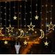 Фото Гірлянда-штора Зорі та місяць (тепло-біла) 3х0,8м на 138 діодів  - Магазин MASMART