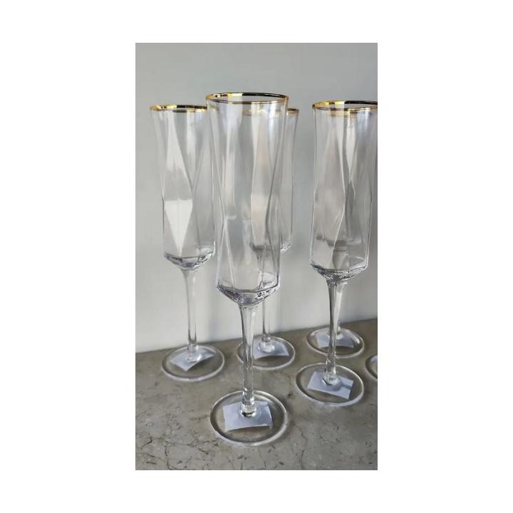 Фото Бокал для шампанского Грани 250 мл с золотым ободком  - Магазин MASMART