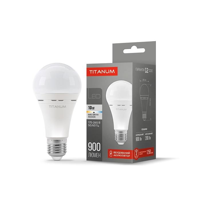 Фото Лампа TITANUM TL-EMA68-10274 27383 LED аккумуляторна  VIDEX A68 10W E27 4000K 220V - Магазин MASMART