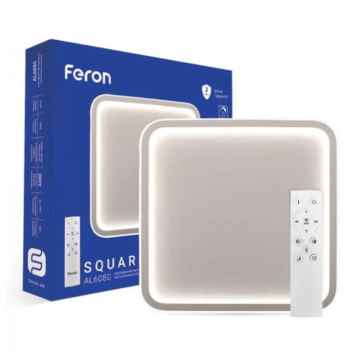 Фото Светильник LED Feron с пультом AL6080 SQUARE 70W квадратный 4480Lm 3000K-6000K 400х400х37mm - снято с производства - Магазин MASMART