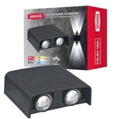 Фото Светильник настенный LED MAXUS MWL 4W 3CCT IP65 BL Square...  - Магазин MASMART