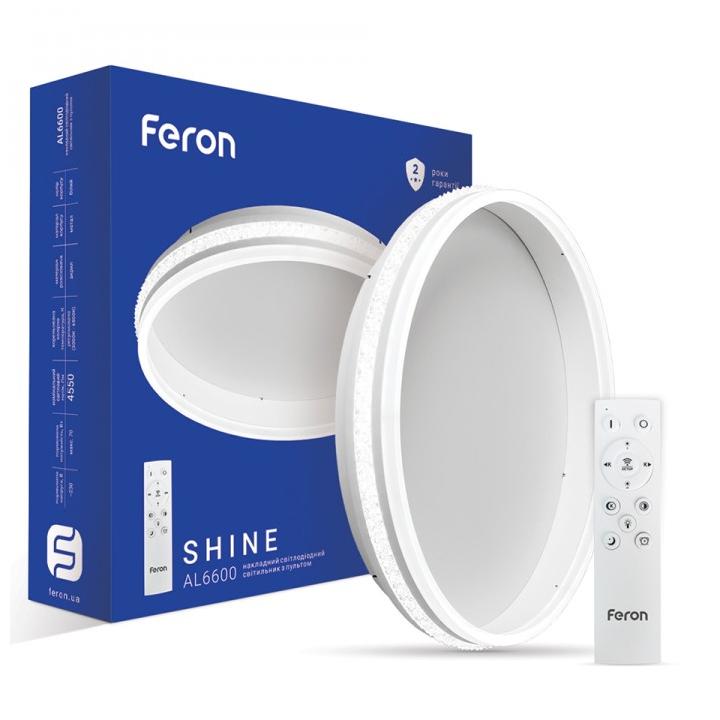 Фото Светильник LED Feron AL6600 Shine 70W круг белый 4550Lm 2700K-6500K 440х400х80mm с пультом - Магазин MASMART