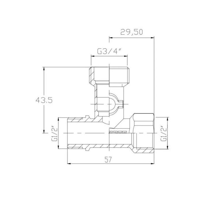 Фото Кран угловой трехходовой 1/2"Зх3/4"Зх1/2"В SD Forte SF186W152015 (8724сп)  - Магазин MASMART