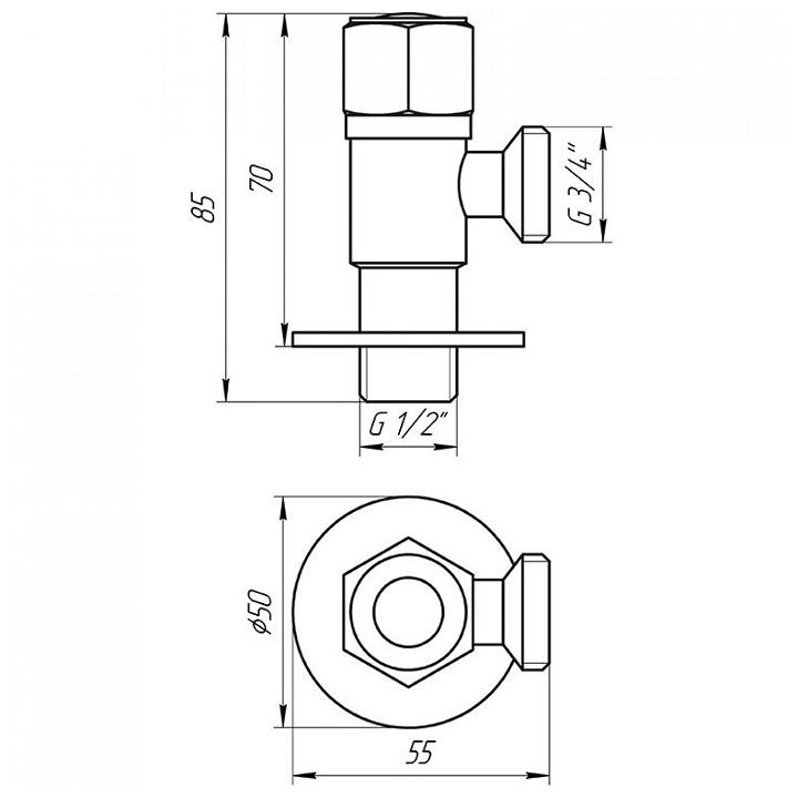 Фото Кран кутовий вентильний Professional 1/2"х3/4" NV-QP888  - Магазин MASMART