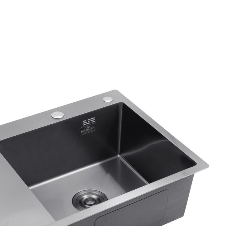Фото Кухонна мийка Kroner KRP PVD Schwarze - 7849RHM  - Магазин MASMART