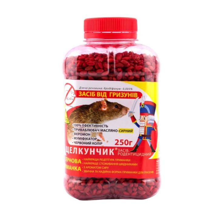 Фото Засіб від гризунів Щелкунчик зерно бутилка 250 г (червоний) - Магазин MASMART