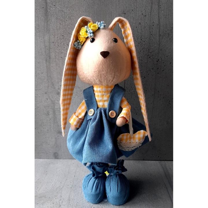 Фото Текстильний кролик - дівчинка в сарафані з серденьком D-3557 - Магазин MASMART