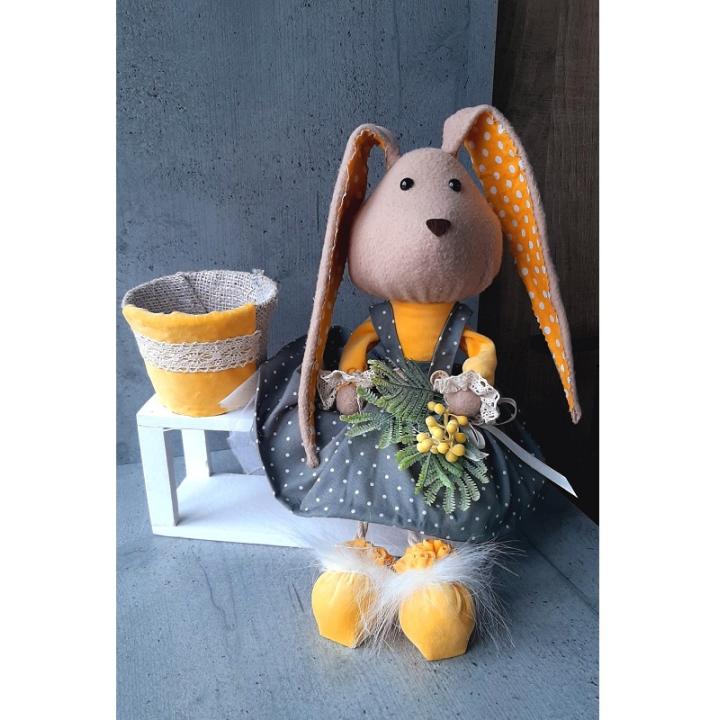 Фото Текстильный кролик на подставке D-4698  - Магазин MASMART