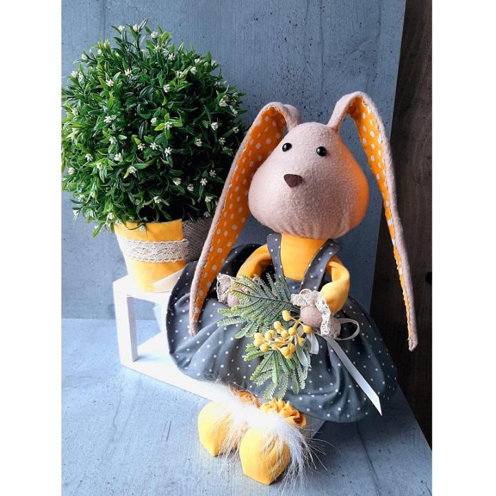 Фото Текстильный кролик на подставке D-4698 - Магазин MASMART