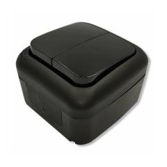 Фото Вимикач двоклавішний Viko Palmiye чорний  - Магазин MASMART