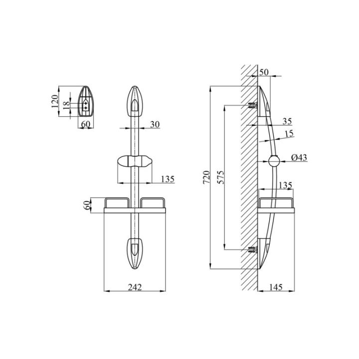 Фото Душевая стойка Kroner KRM-C750 с полкой  - Магазин MASMART