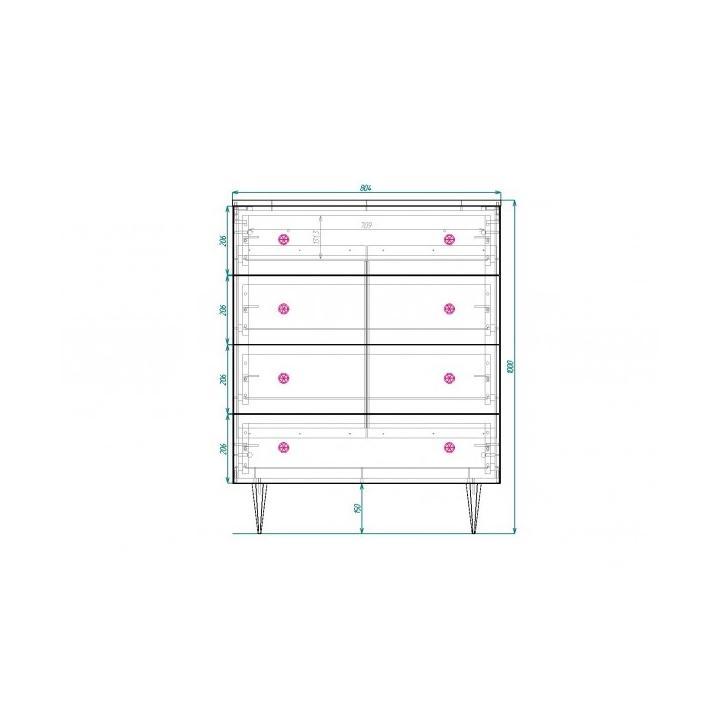 Фото Комод Сканди 4Ш на ножках белый/дуб тахо МиксМебель 804х1000х394 мм  - Магазин MASMART