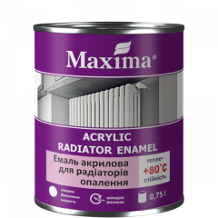 Фото Эмаль акриловая Maxima для радиаторов отопления белая 0,75 л  - Магазин MASMART