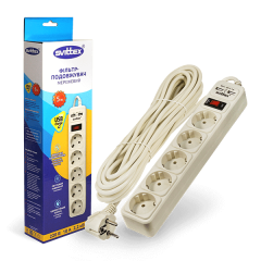 Фото Сетевой фильтр-удлинитель SVITTEX 5 гнезд и 2хUSB SV-025 5 м  - Магазин MASMART