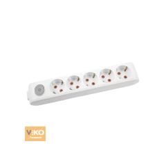 Фото Колодка Viko Multi-Let із заземленням та кнопкою 5 гнізд  - Магазин MASMART