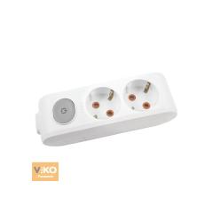 Фото Колодка Viko Multi-Let с заземлением и кнопкой 2 гнезда  - Магазин MASMART