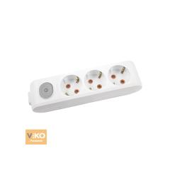 Фото Колодка Viko Multi-Let із заземленням та кнопкою 3 гнізда  - Магазин MASMART