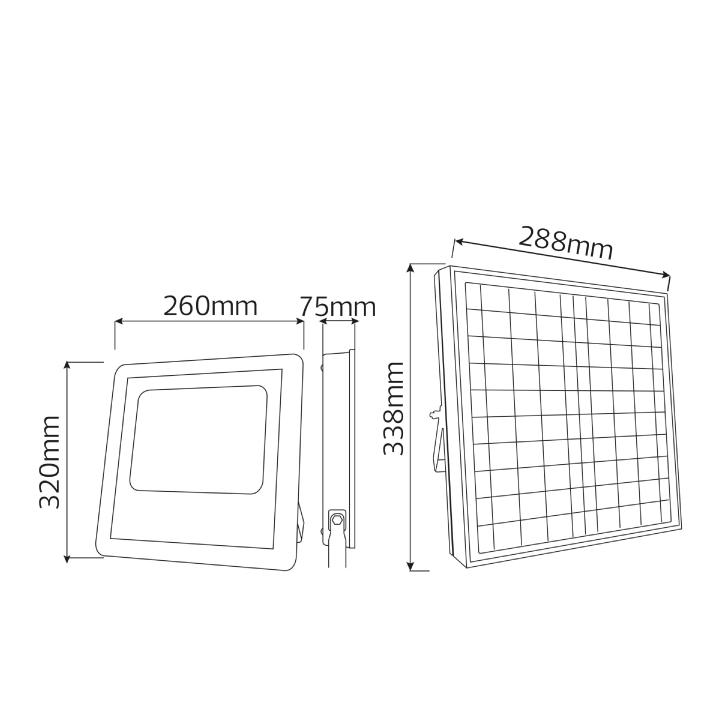 Фото Прожектор LED Horoz TIGER-100 100W 6400K IP65 с солнечной панелью 12W  - Магазин MASMART