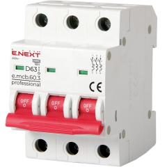 Фото Автоматичний вимикач 3P 63А E.Next e.mcb.pro.60.3.D.63 6кА  - Магазин MASMART
