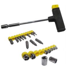 Фото Викрутка Т-подібна з комплектом насадок 21 в 1 Сталь 49045  - Магазин MASMART