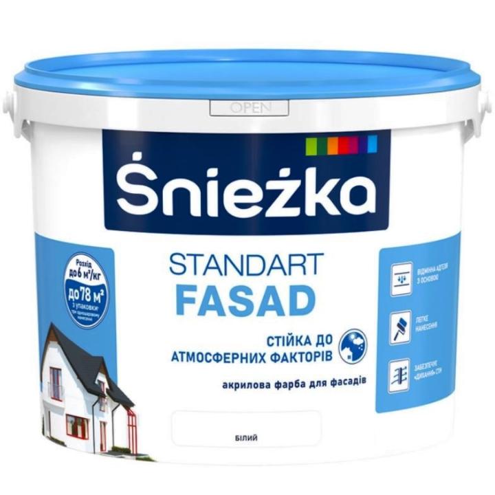 Фото Краска фасадная акриловая Sniezka Standart Fasad 15 л 20 кг - Магазин MASMART