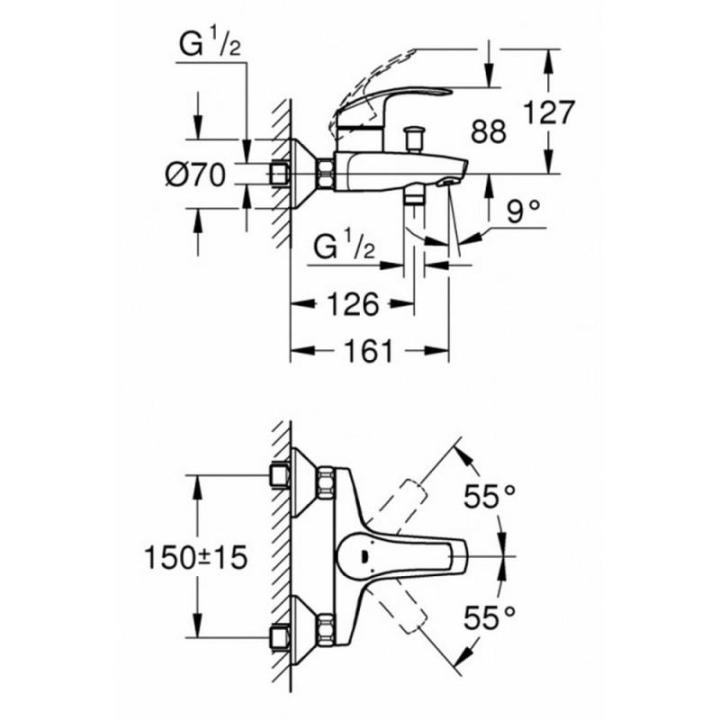 Фото Комплект змішувачів для ванни Grohe Eurosmart (123238 S)  - Магазин MASMART